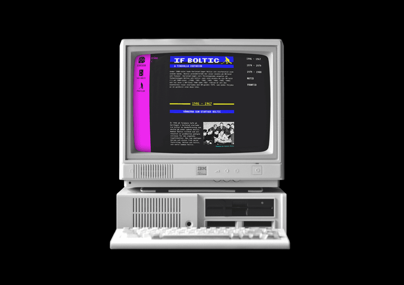 A old-school computer displaying a webpage with design inspired by the 80s text television.